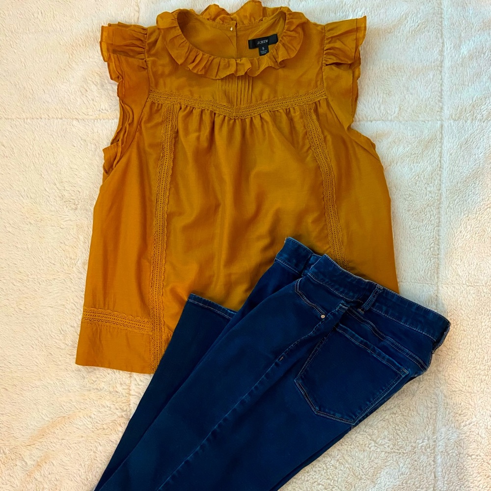 NWOT Flutter-sleeve Top in Cotton-silk Voile